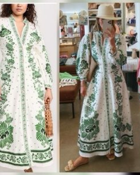 slim fit dress slacks Green Delicate Tapestry Euroflax™ Premium Linen Midi Dress – FARM Rio