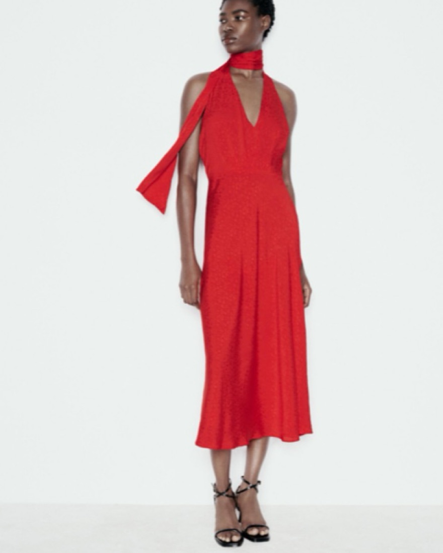 open lace back dress Federica Satin Midi Dress – Scarlett Red main image 0