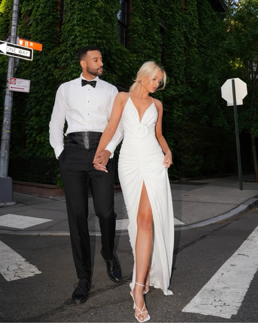 Deep V Backless White Dress - Image 1