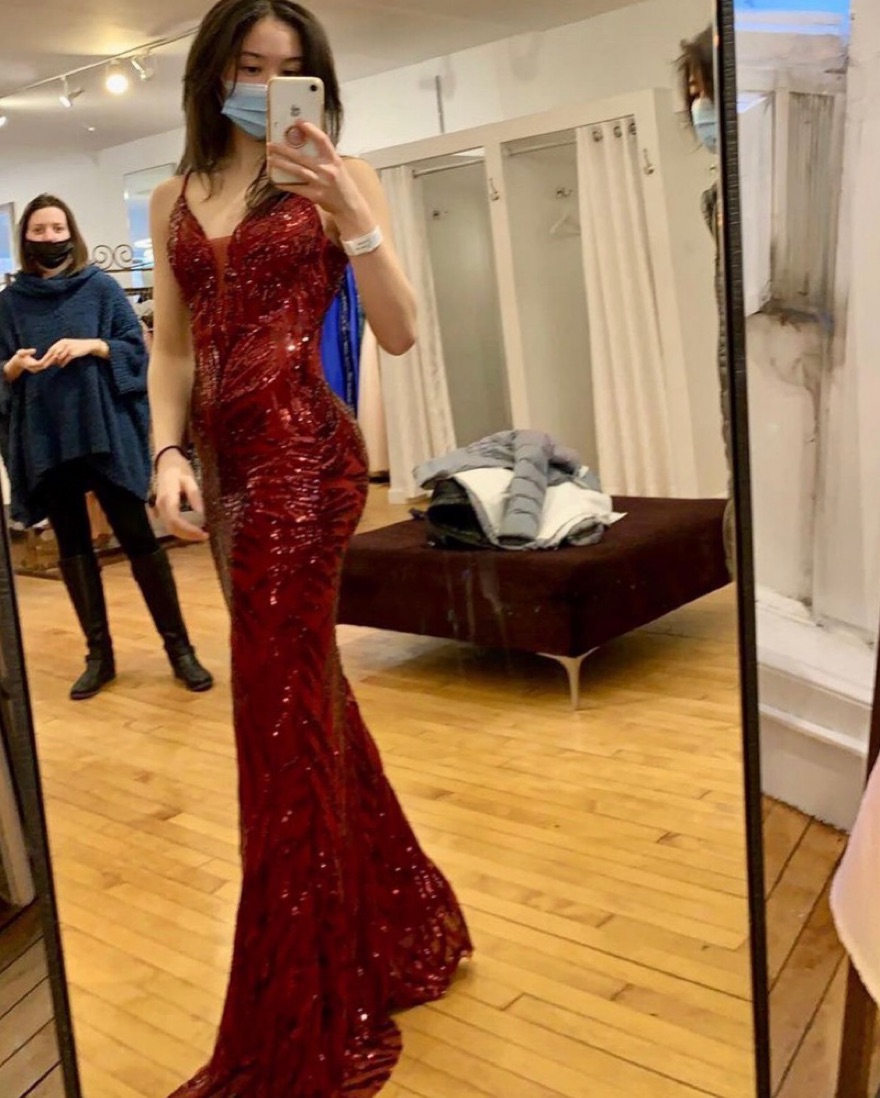 Magenta Sequin-Detail Formal Dress - Image 3