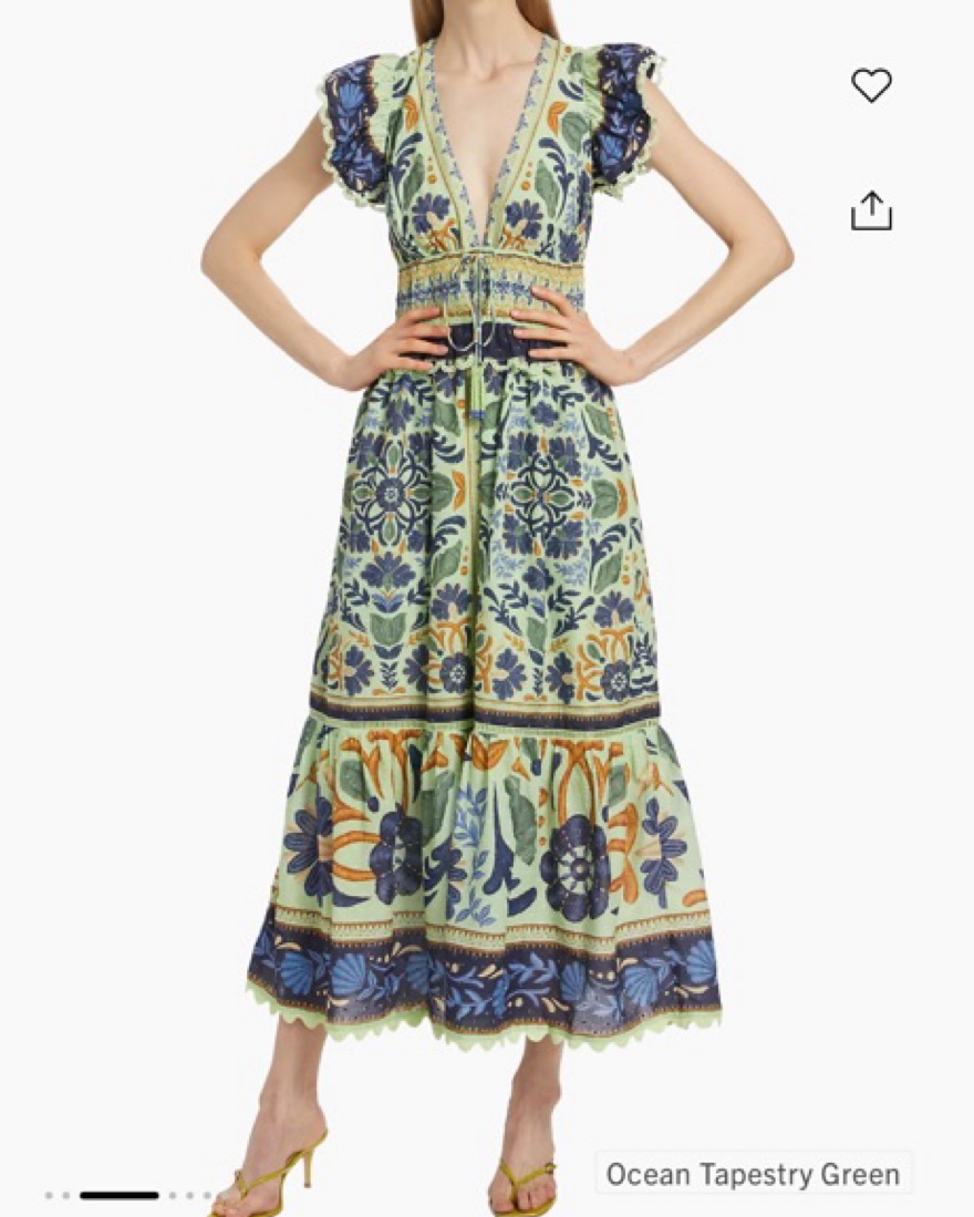 navy blue dress for baby girl FARM RIO FLOWER TAPESTRY MAXI DRESS XS