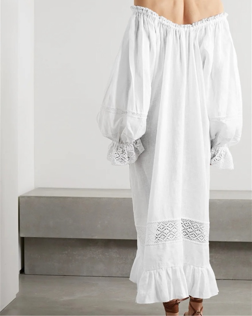 Sleeper Paloma Lace Linen Maxi Dress by Daily Sleeper - Pickle