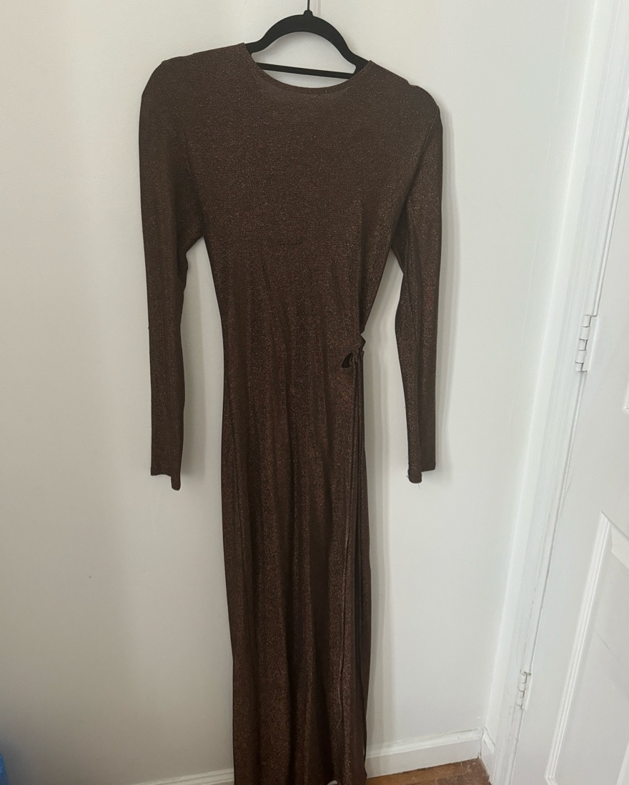 burgundy knit dress long sleeve Burgundy Ribbed Knit Belted Dress with Gold Buttons – PEGASI S main image 1