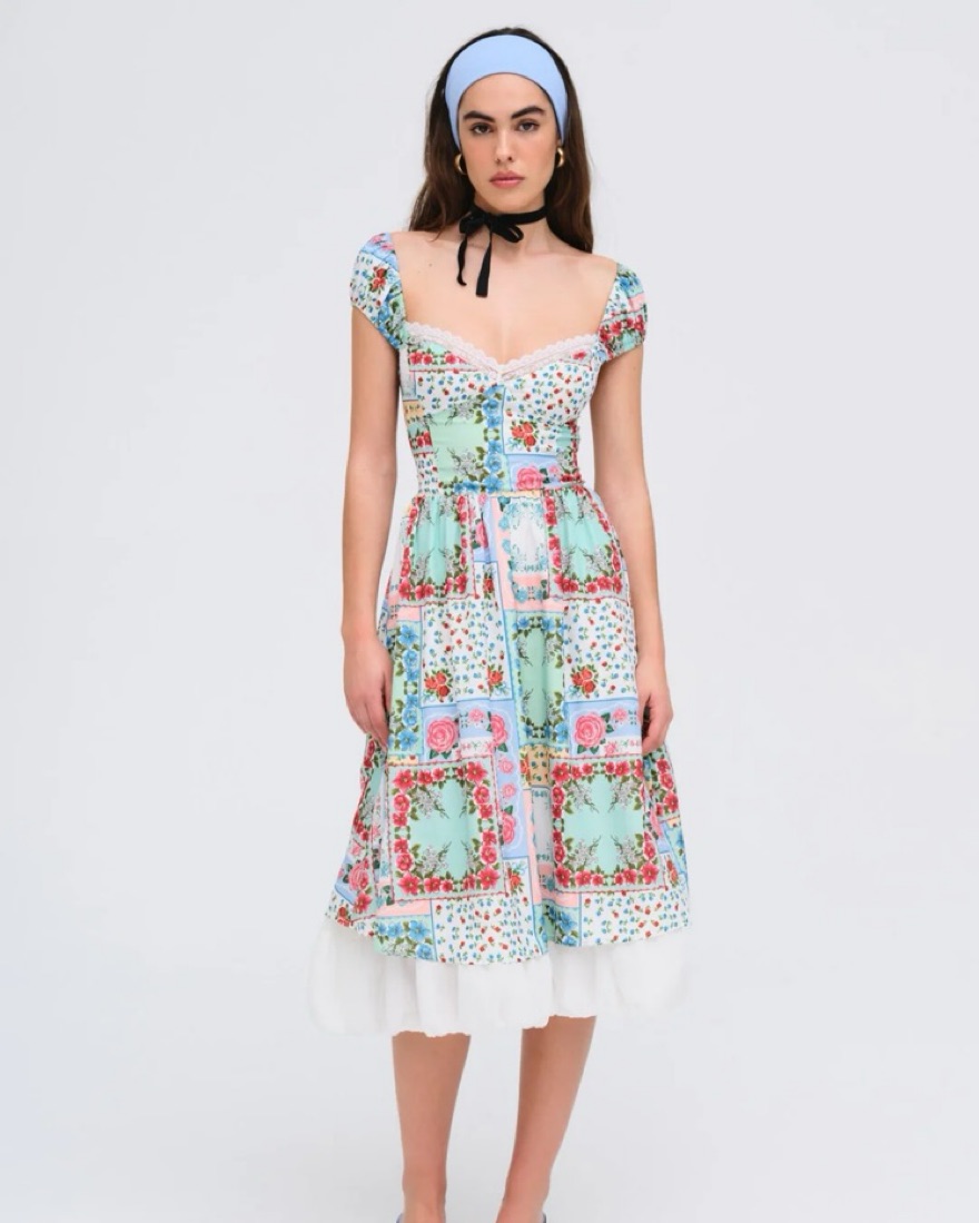 knee length dresses for ladies For Love & Lemons Billie Pointelle Midi Dress main image 0