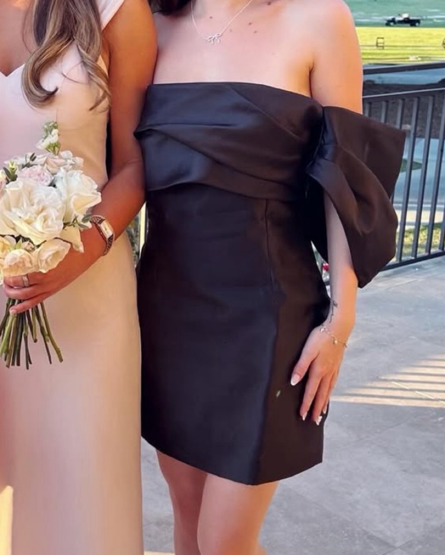 Elegant Off-Shoulder Black Cocktail Dress by Selfie Leslie - Pickle