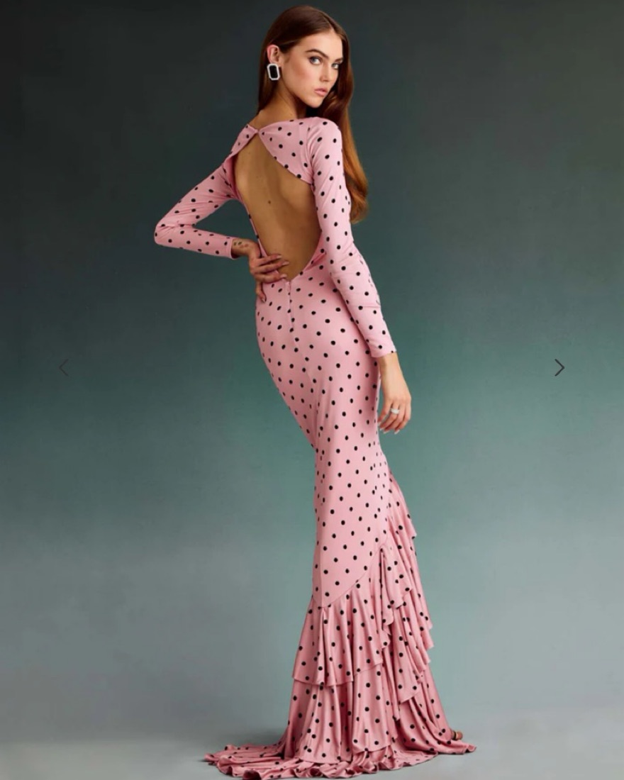 chinese dress ladies Miss Circle Women's Yadira Black Base Polka Dot Chiffon Maxi Dress main image 0