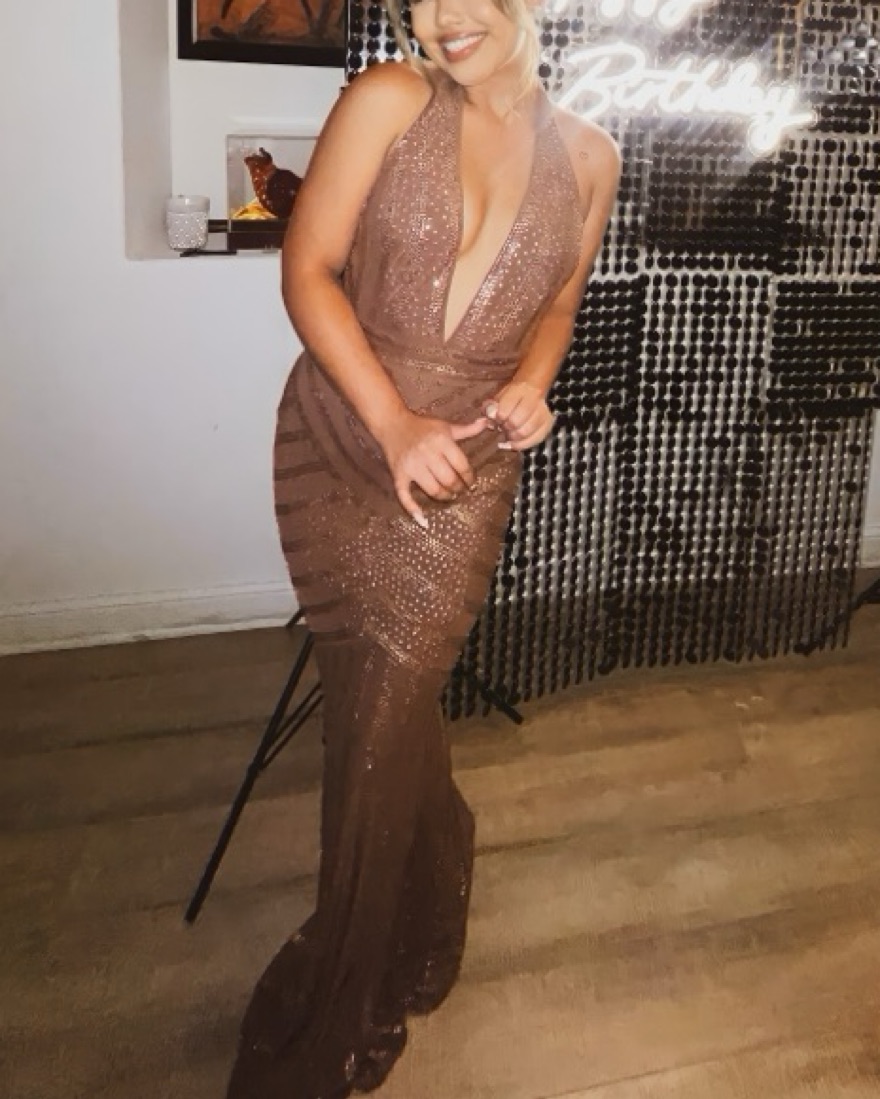 Rose Gold/Nude Sequin Maxi Dress by Other - Pickle