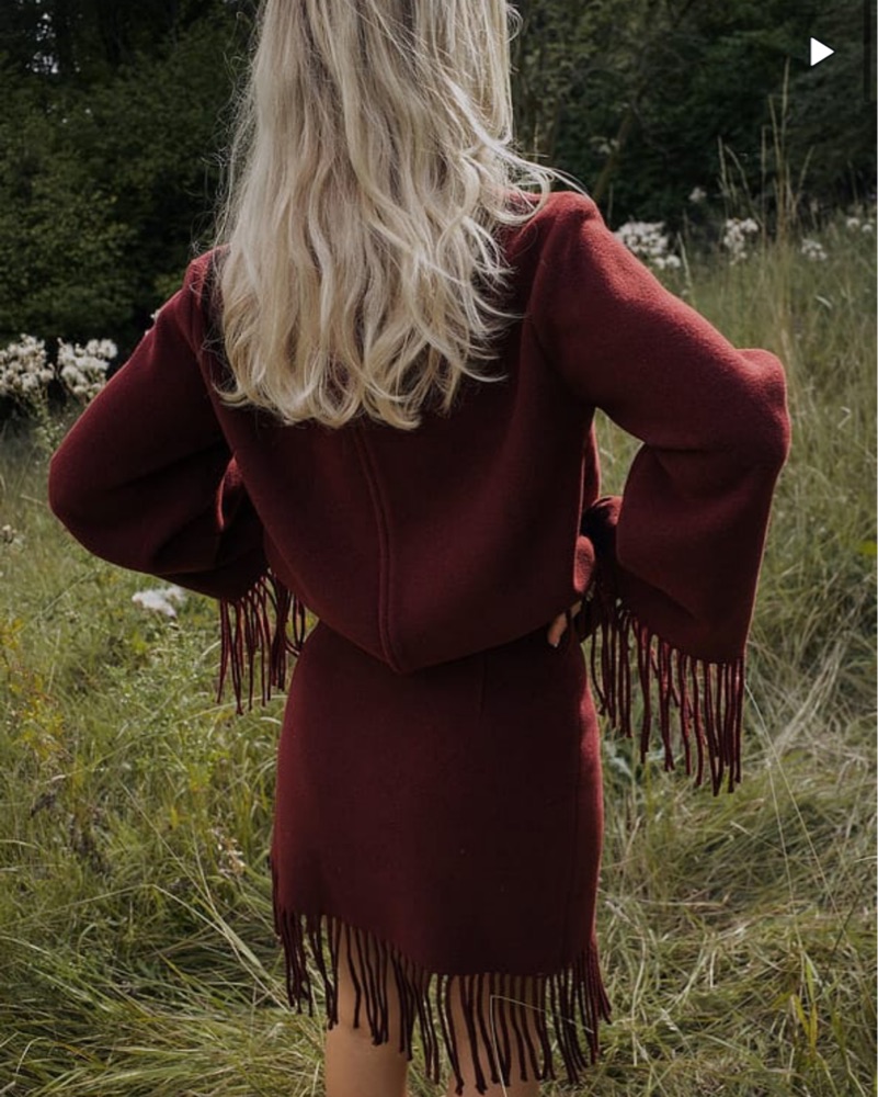 blue dress for baby girl Decadence | Burgundy High-Neck Wrapped Maxi Dress with Twist-Sleeve main image 0