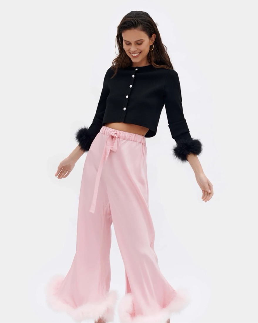 Sleeper Black Feather Cropped Cardigan - Image 4