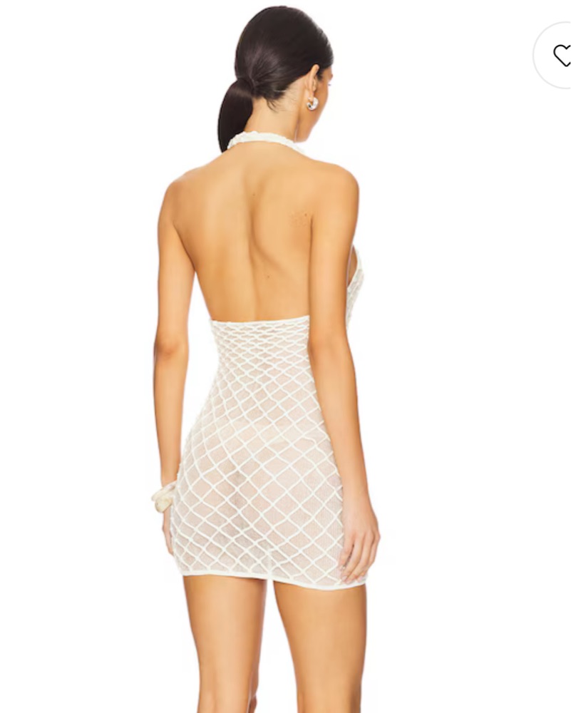 parker white halter dress Satin Mini Dress with Tulle Cross-Halter - White 8 main image 0
