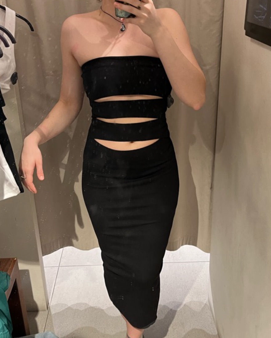 black bodycon cutout midi long dress  - Image 2