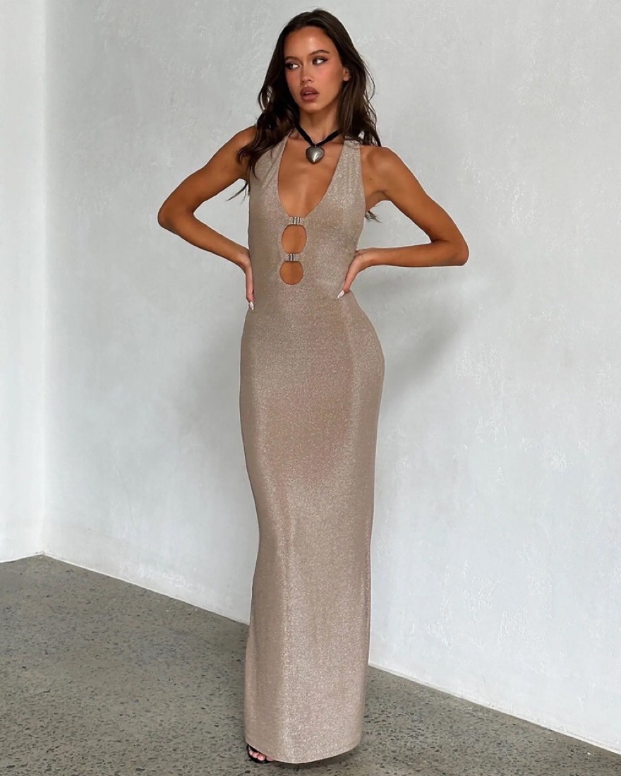 TigerMist Akashia Gold Shimmer Dress by Tigermist - Pickle