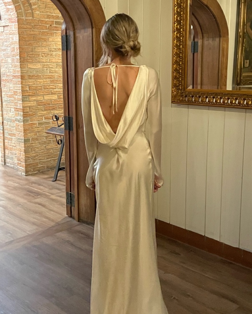 La Lune Cumulus Silk Backless Lace dress by Shona Joy