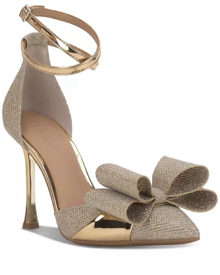 Glamorous Gold Studded Strap Heels - Image 1