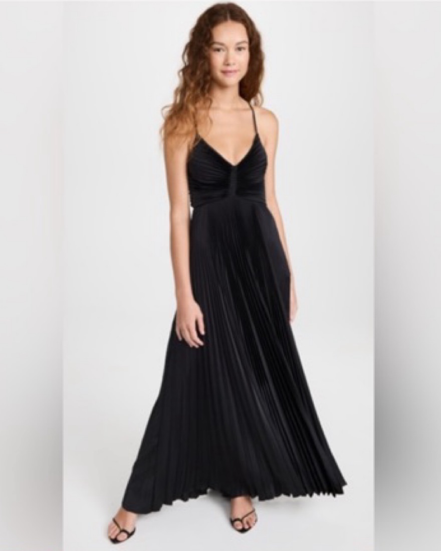 strapless open back dress Moira Satin Pleated Maxi Dress main image 1