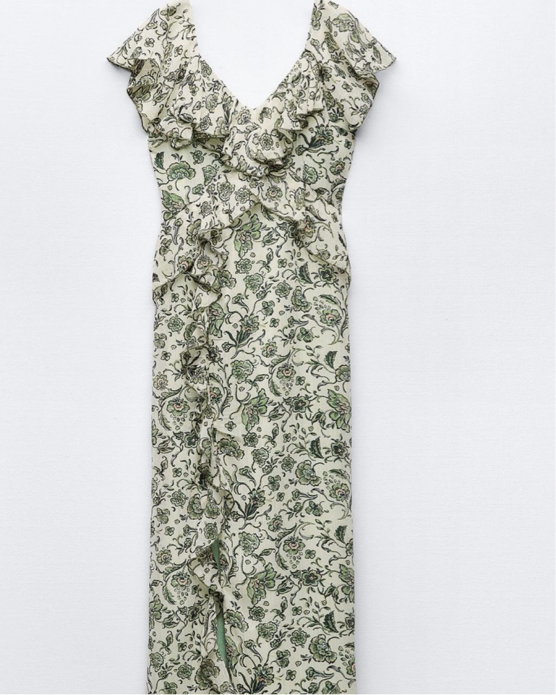 green emerald velvet dress Zara The Angel Prairie Floral Midi Dress Blogger Favorite M  Finds For You