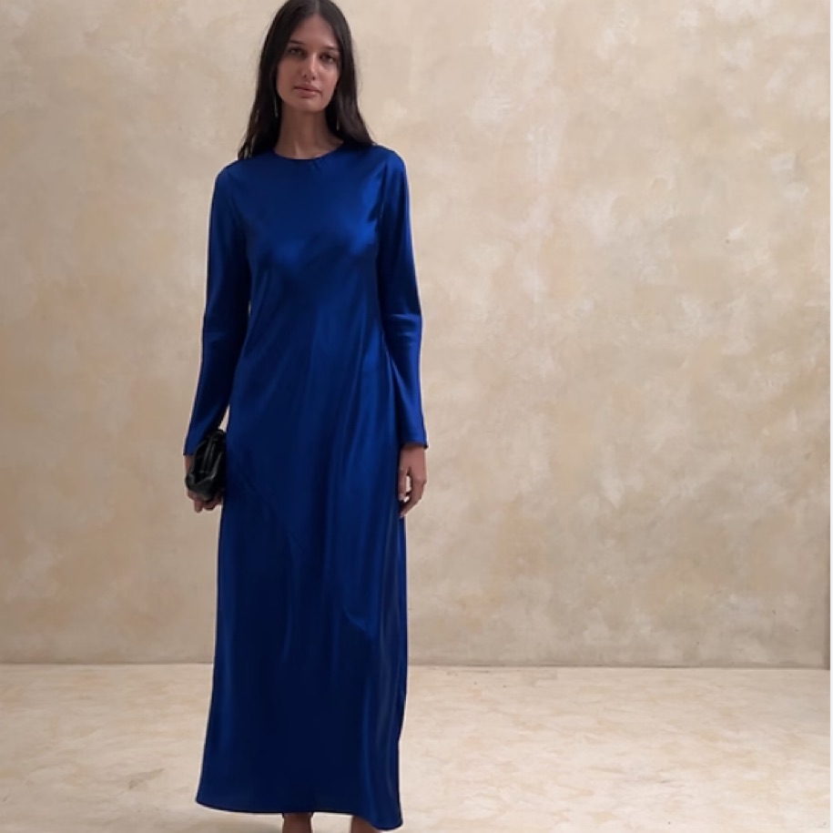 knee length dresses for ladies Banana Republic Navy Halter Neck A-Line Midi Dress main image 1