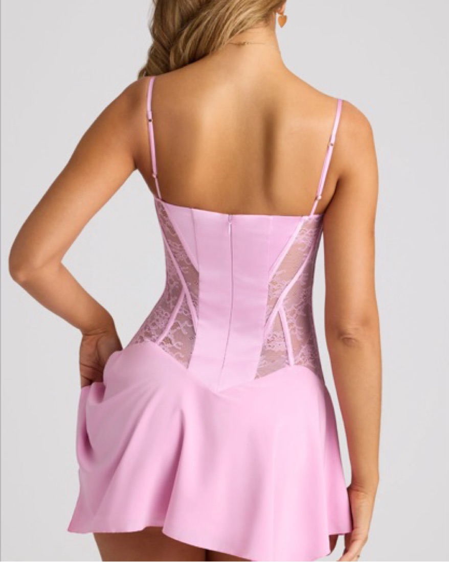 knee length dresses for ladies Sweet Seduction Pink Lace Mesh Lingerie Dress main image 1