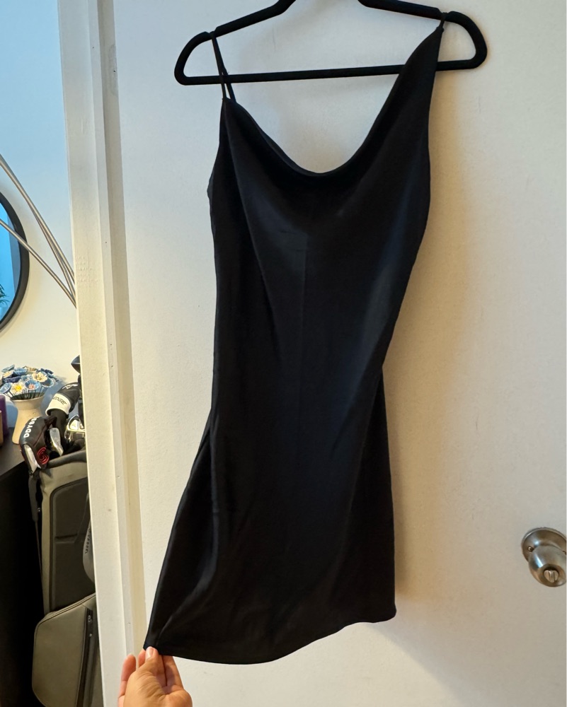 cowl black satin mini dress O'Neill Sanders Mini Dress in Black main image 0