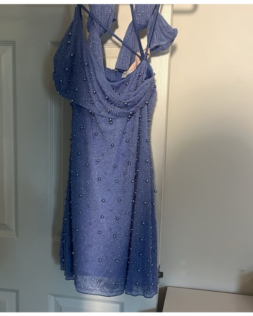 green emerald velvet dress Embellished Cut Out Mini Dress in Powder Blue - 10