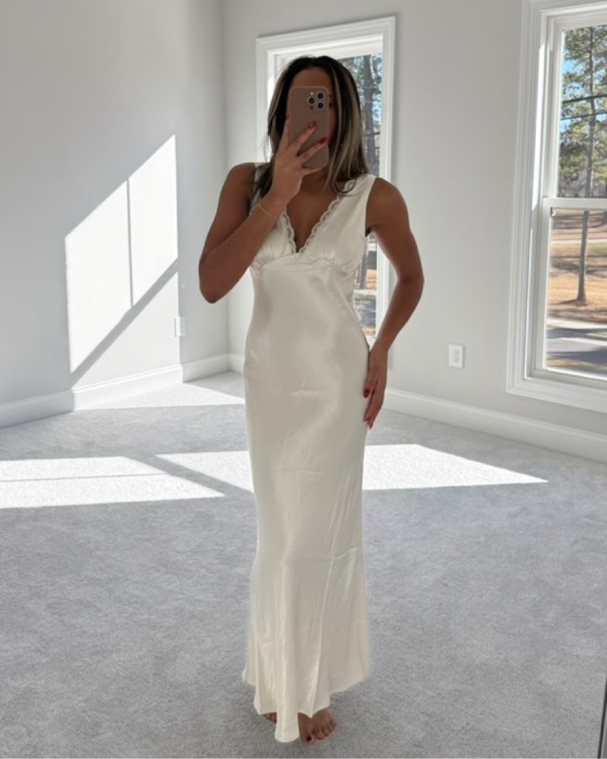 White Getting Ready Slip Dress White below the knee satin slip dress 'Grace'