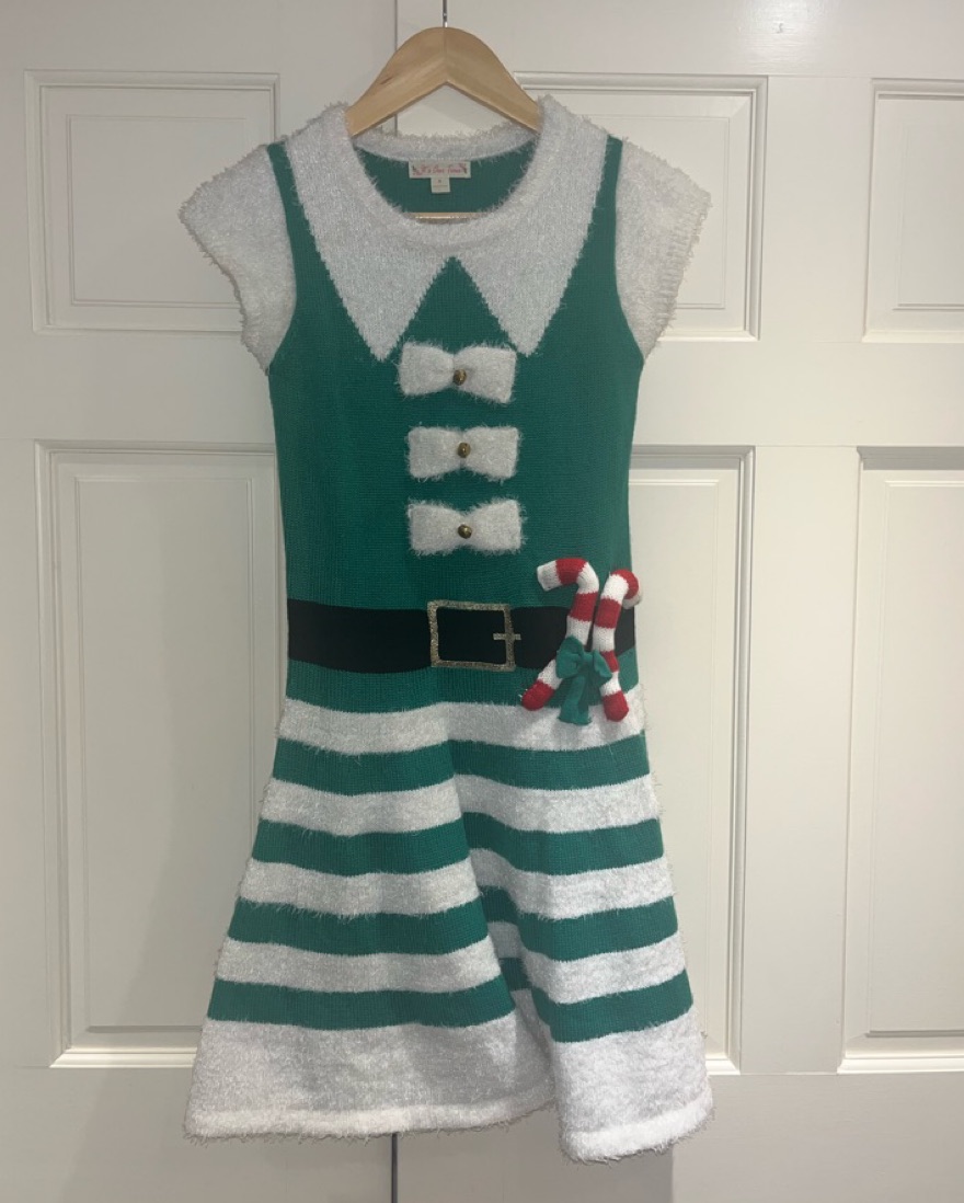 green emerald velvet dress Tipsy Elves Women's Christmas Gaudy Garland Sweater Dress Size 2X