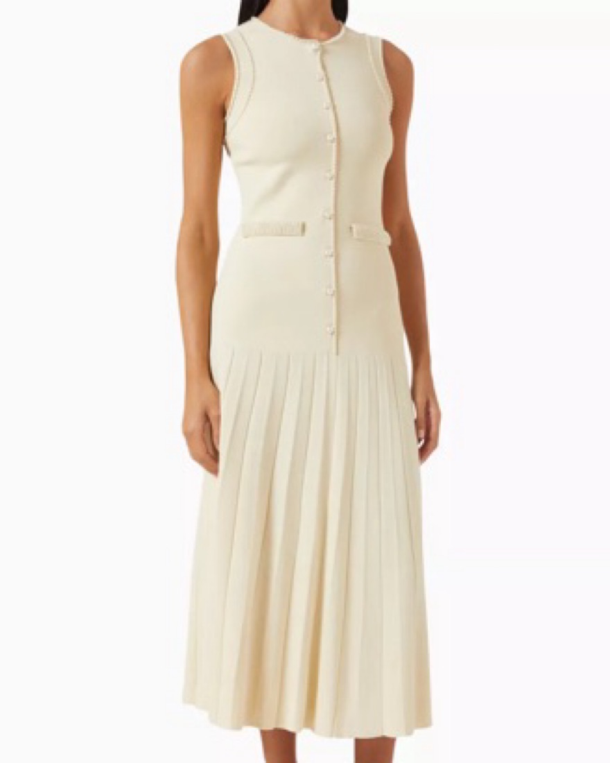 white christmas dresses SANDRO Knit MIDI dress -Beige main image 1