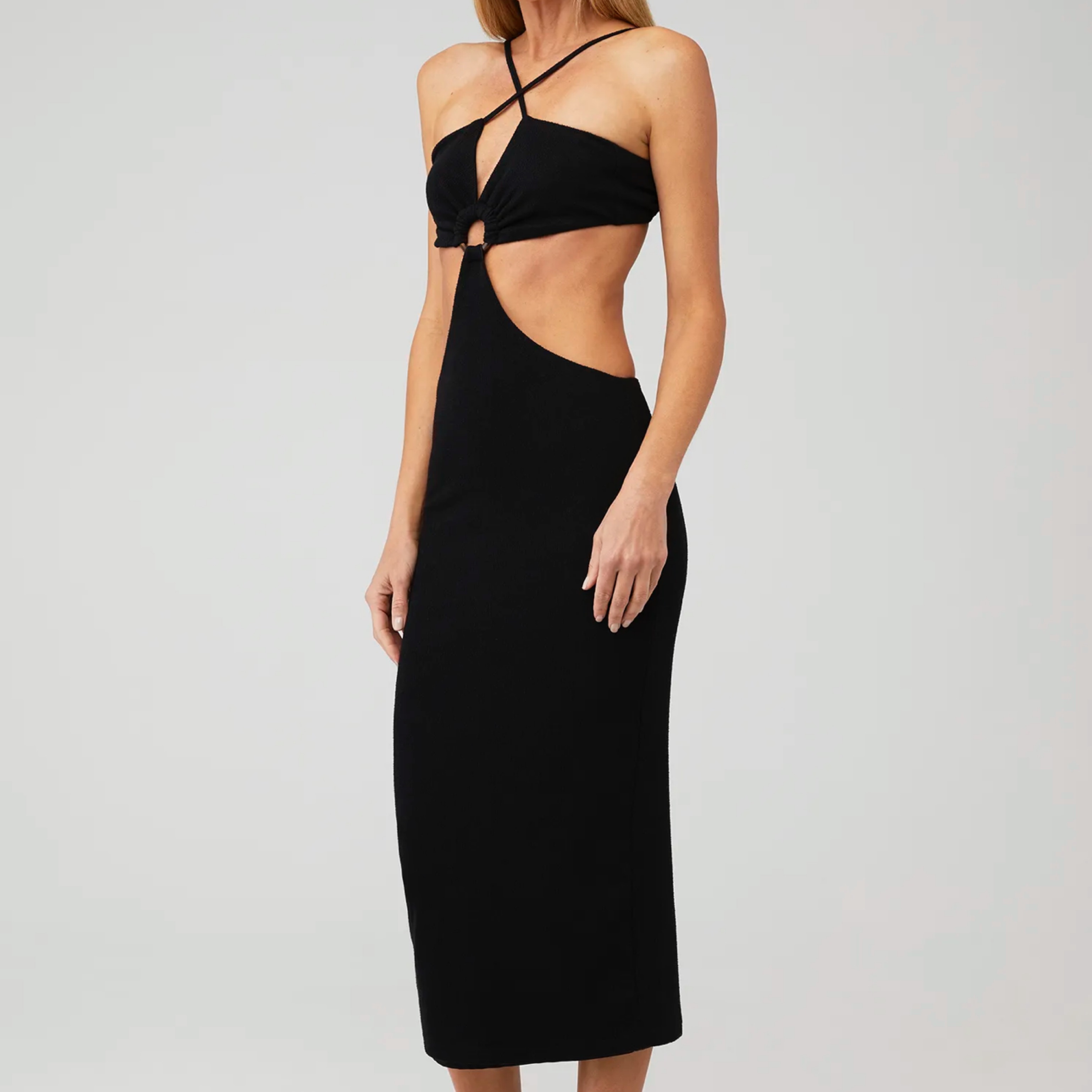 Black Cut Out Midi Dress - Image 3