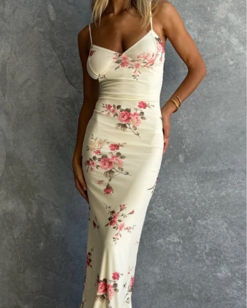 White Long Flowered Tiger Mist Dress by Tiger Mist - Pickle