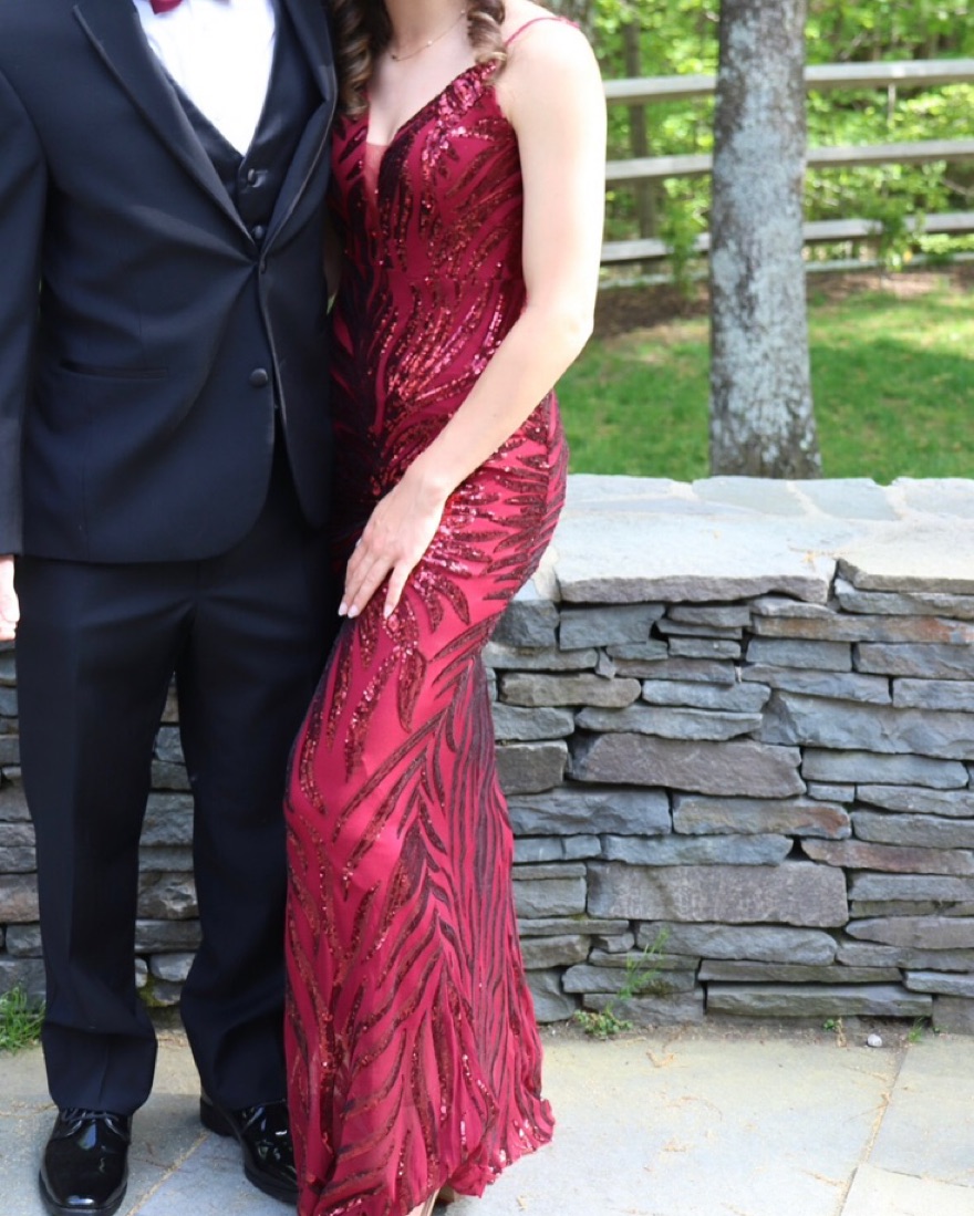 Magenta Sequin-Detail Formal Dress - Image 2