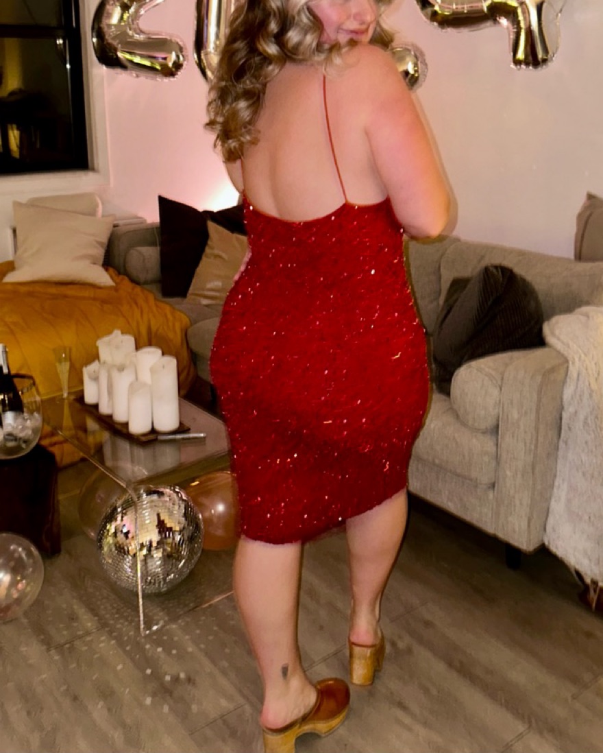 Red Retrofete Billie Sequin Dress - Image 4
