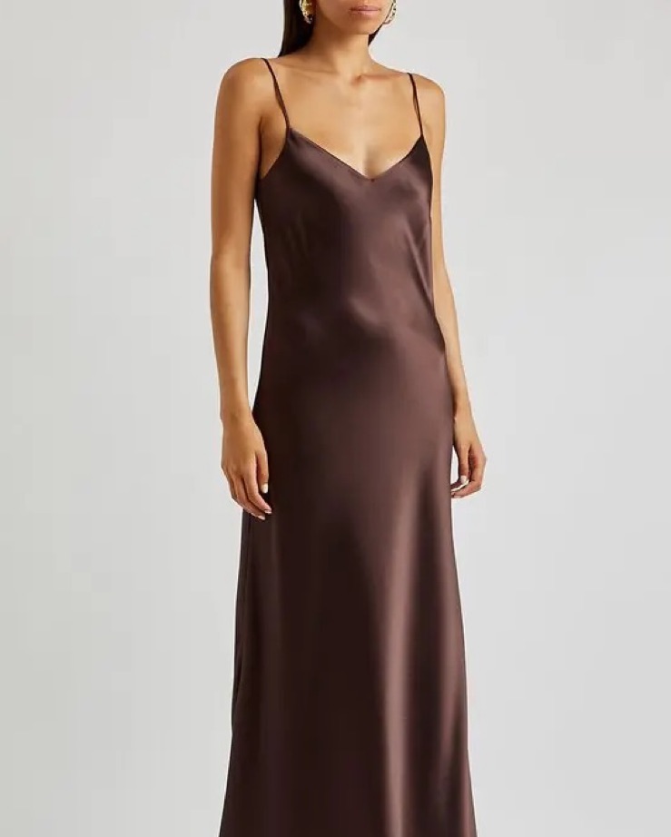 Galvan London Chocolate Brown Slip Dress by Galvan