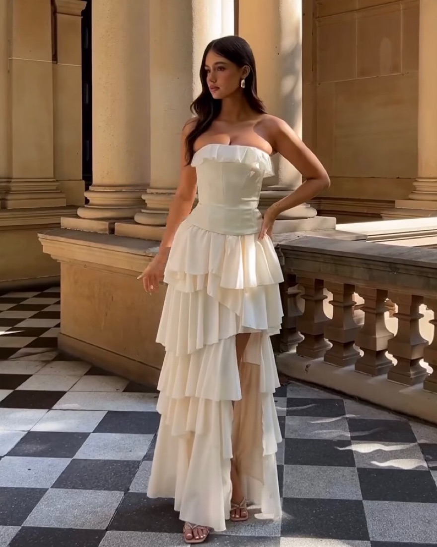 Blue Corser Tiered Garden Party Dress - Image 3