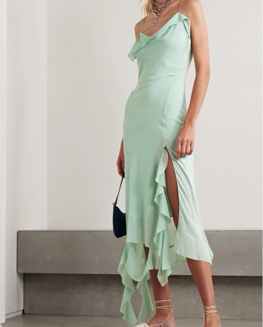 slim fit dress slacks Acne Studios // Green Cut Out Shirt Dress – VSP Consignment main image 0