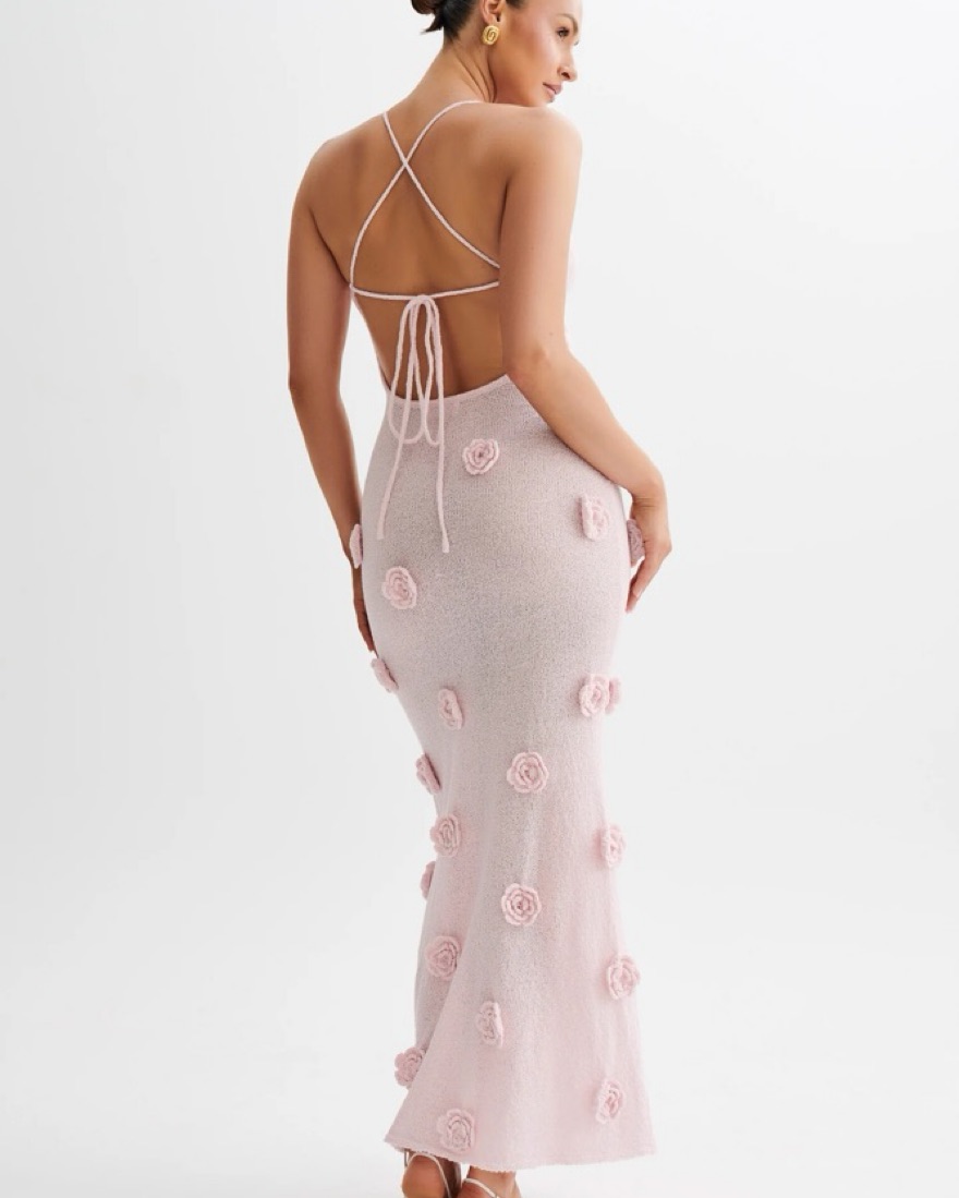 Meshki Suki Knit Maxi Dress With Flowers by Meshki - Pickle
