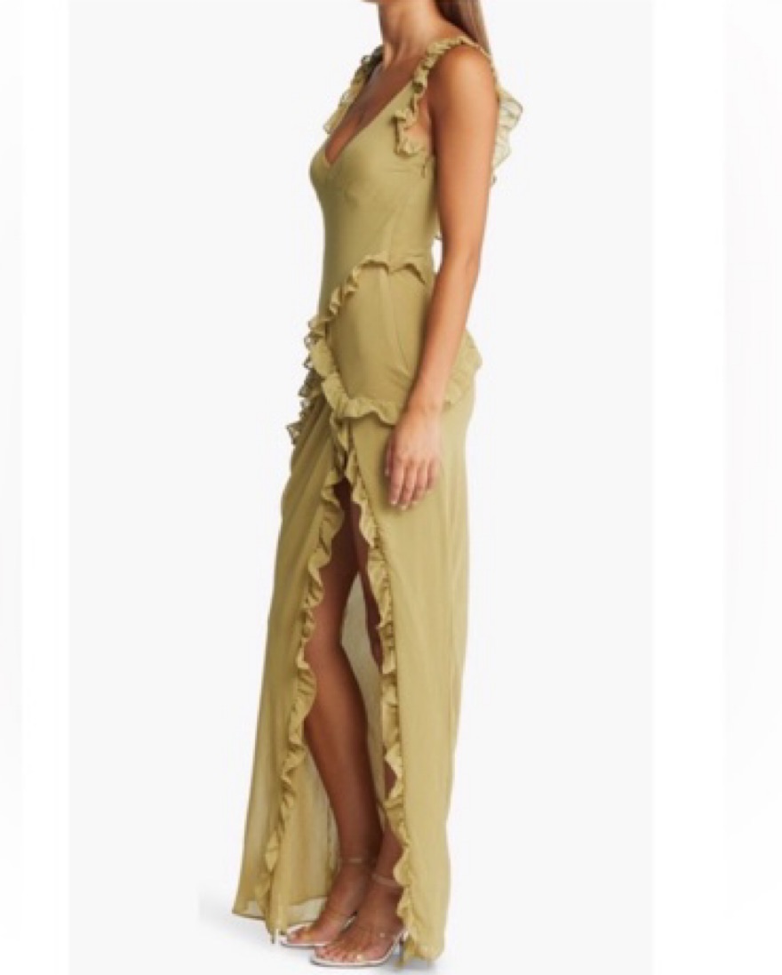 House of CB Pixie Olive Ruffle Dress - Image 3