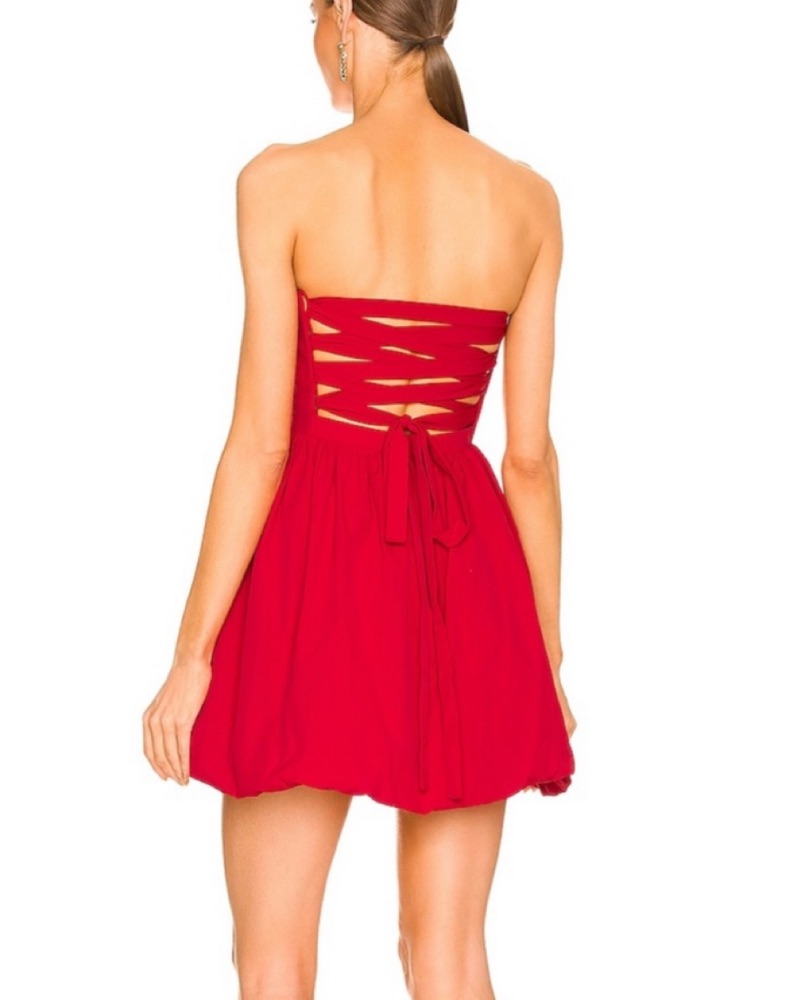 open lace back dress Strapless Mini Oscar Dress in Lipstick | L