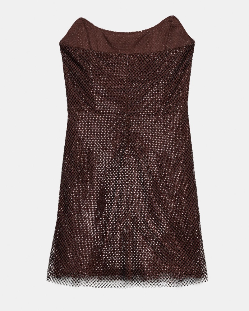 Zara Burgundy Sequin Mesh Mini Dress S by ZARA
