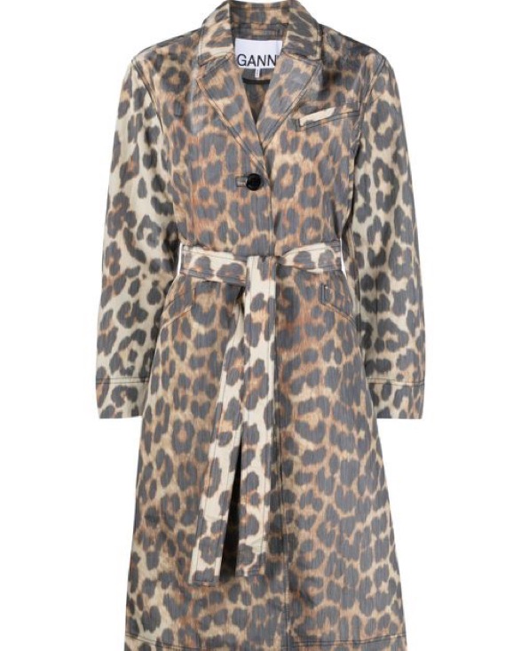 GANNI Leopard Belted Coat - Image 1