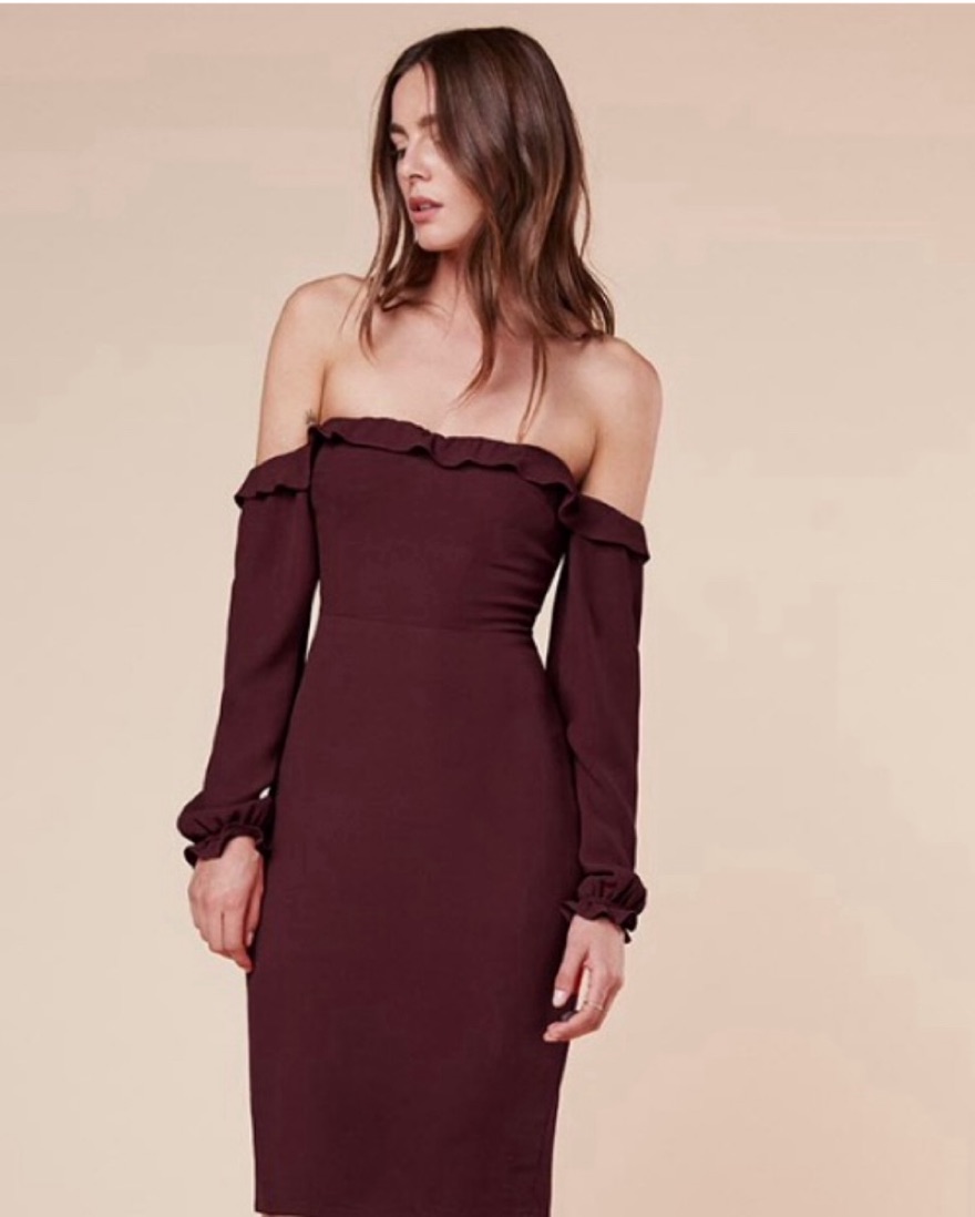 Garnet Off Shoulder Reformation Dress by Reformation - Pickle