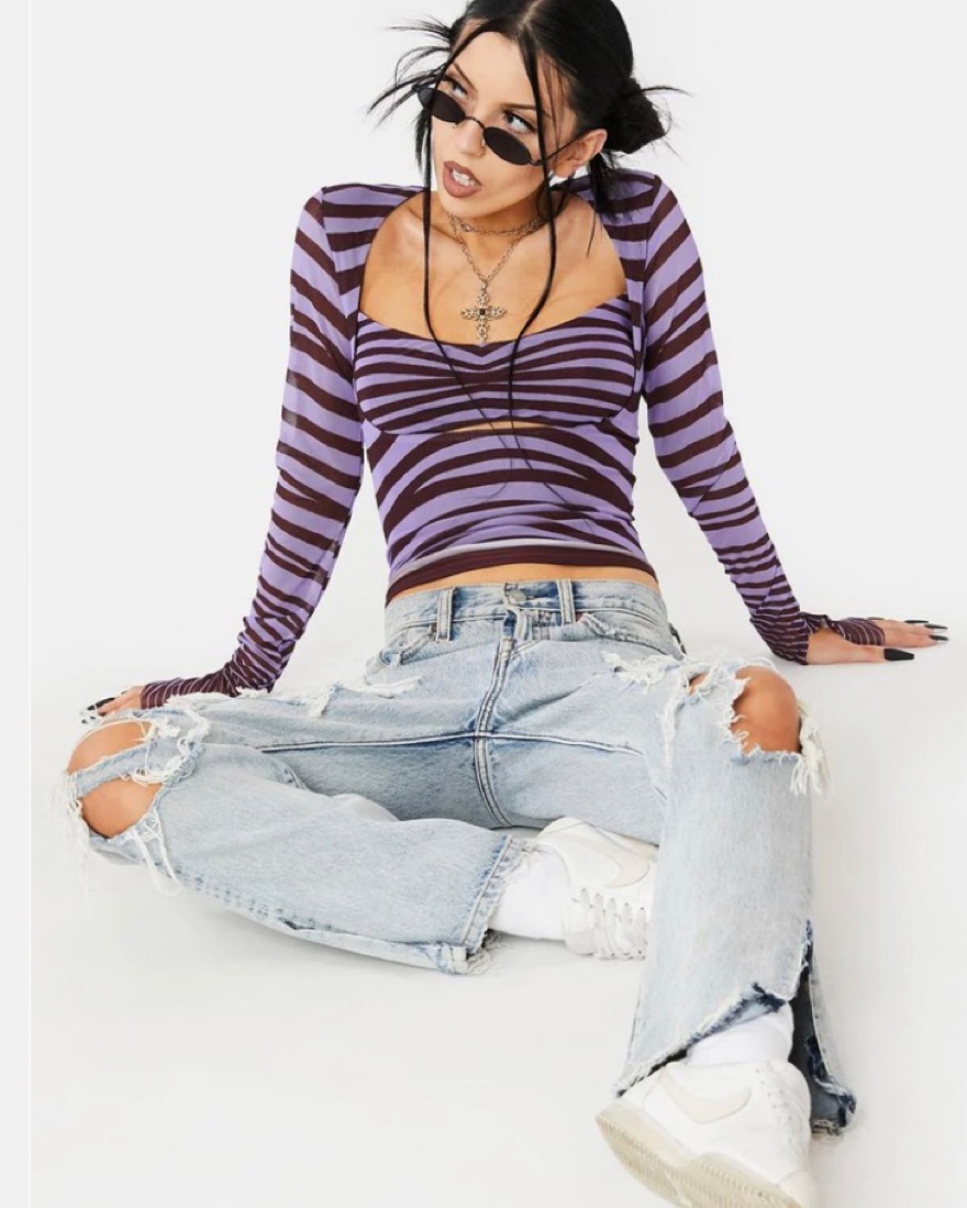 Purple Mesh Zebra Top - Image 2