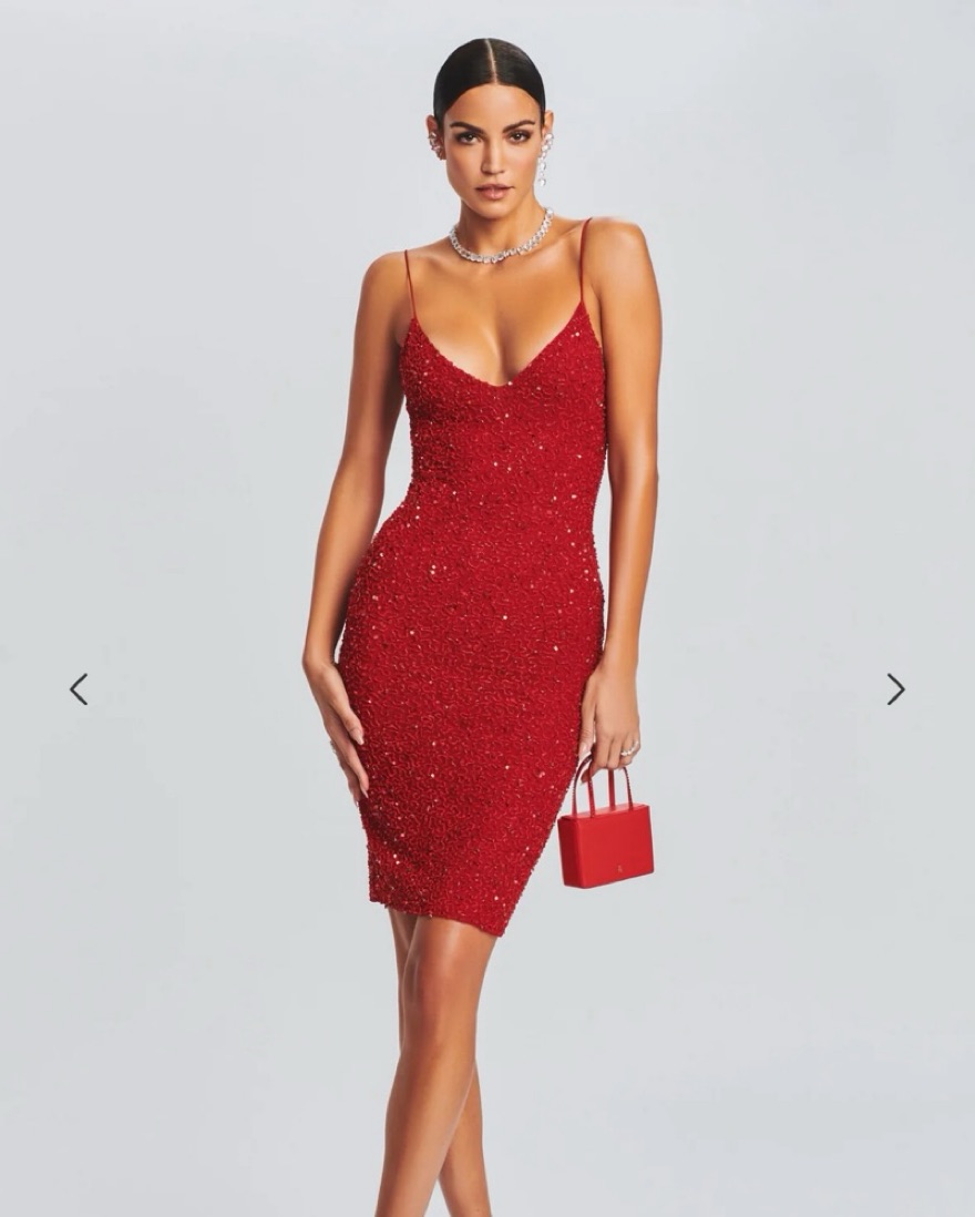 Red Retrofete Billie Sequin Dress - Image 1