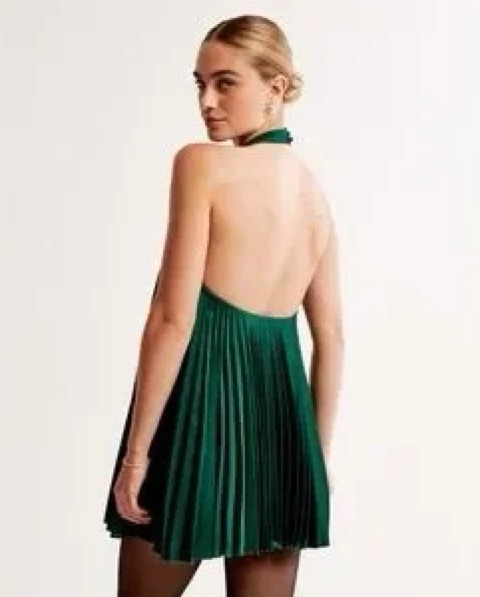 Red Abercrombie Pleated Halter Dress by Abercrombie and Fitch - Pickle