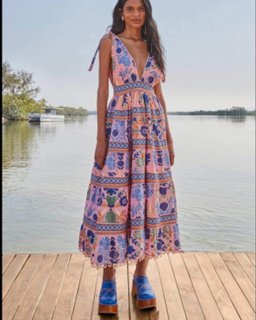 Farm Rio Pink Seashell Midi Dress - Image 2