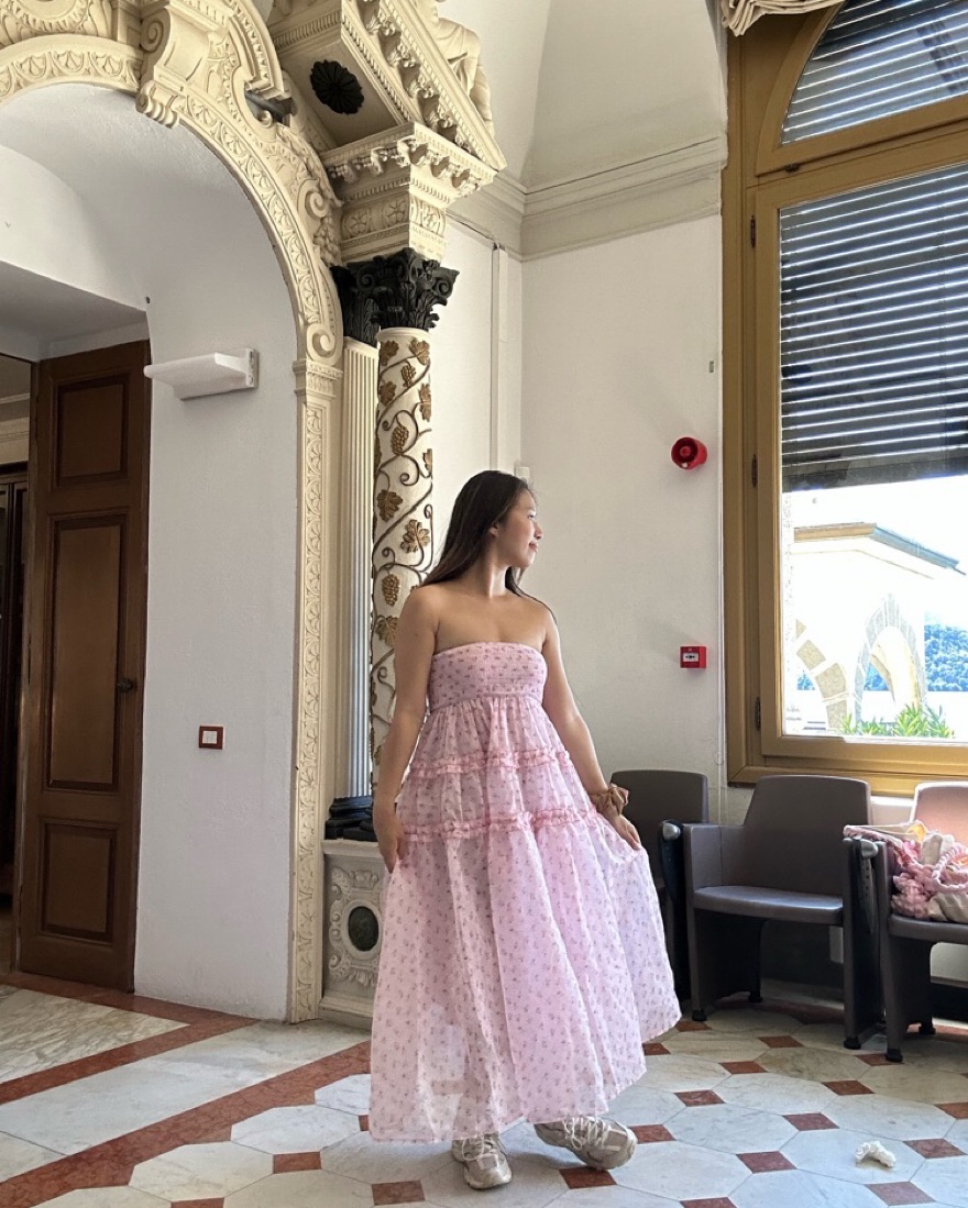 open lace back dress Jane Pink Embellished Ladies Long Dress