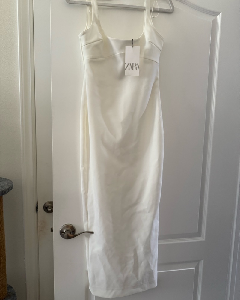 knee length dresses for ladies ZARA. Long white knit dress Tm – Hibuy market main image 1