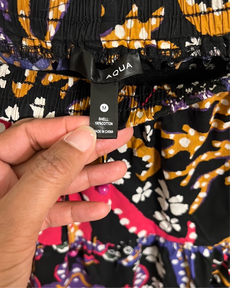 AQUA Vibrant Floral Printed Midi Skirt M - Image 4