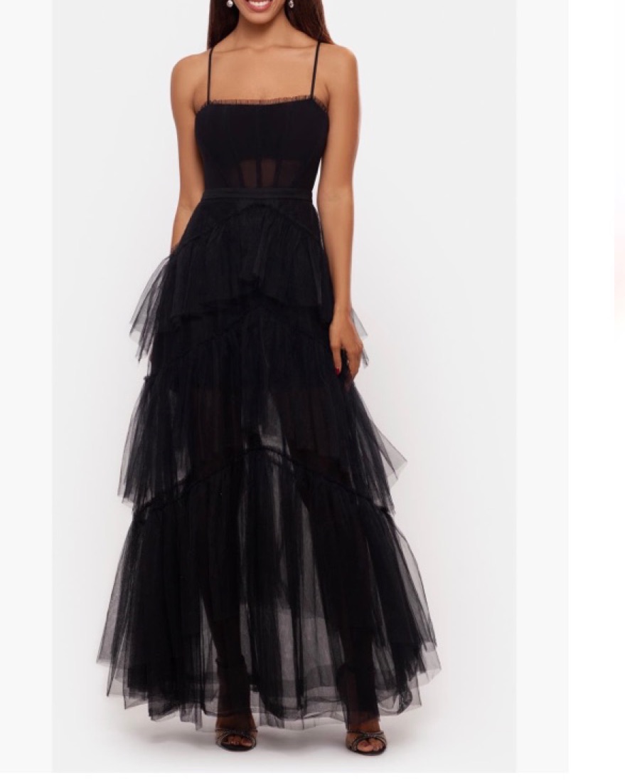 betsy and adam black ruffle dress 1940's Black Burnout Lace Dress main image 1