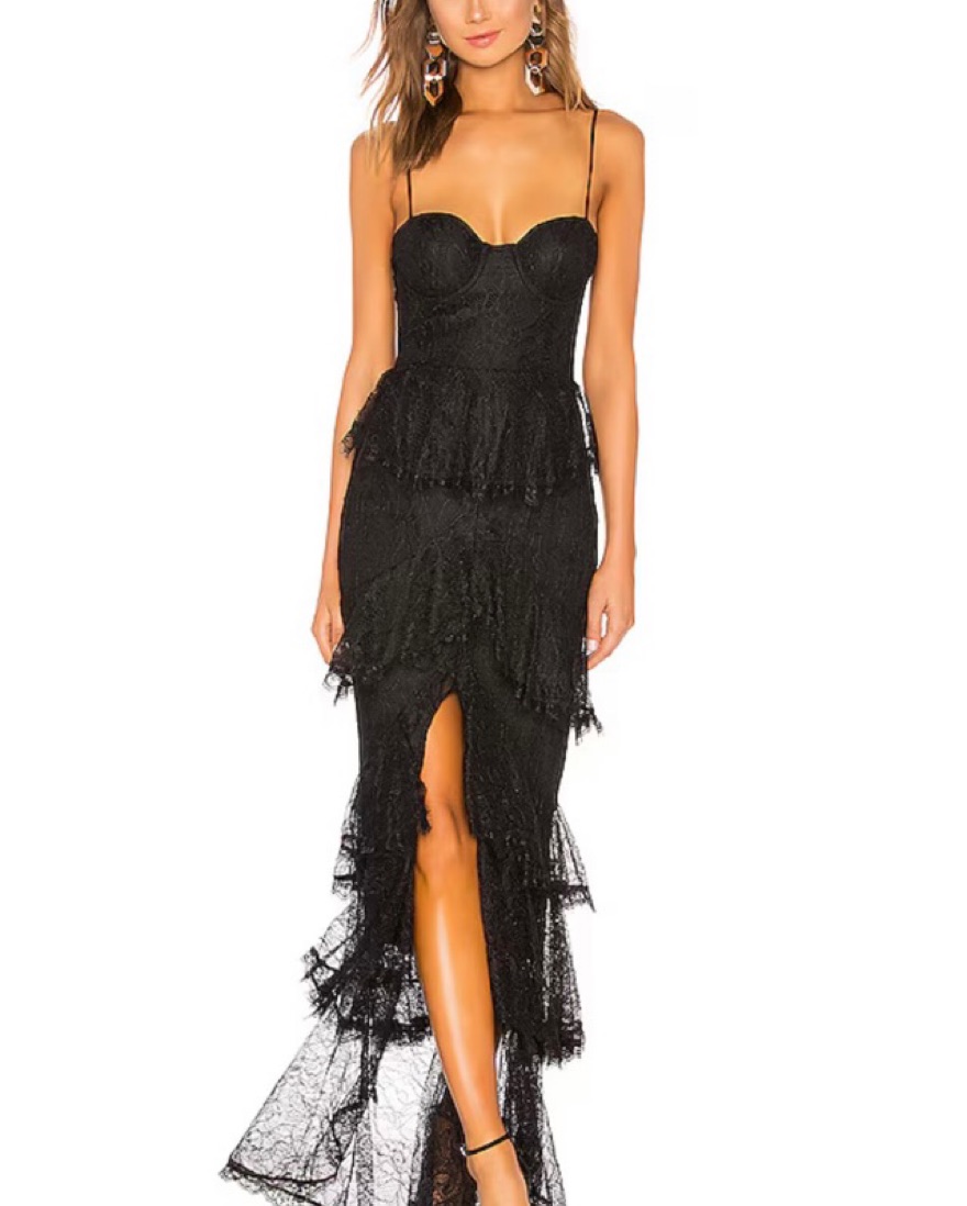 chinese dress ladies Sorelle Modal Lace-Trim Midaxi Dress in Black