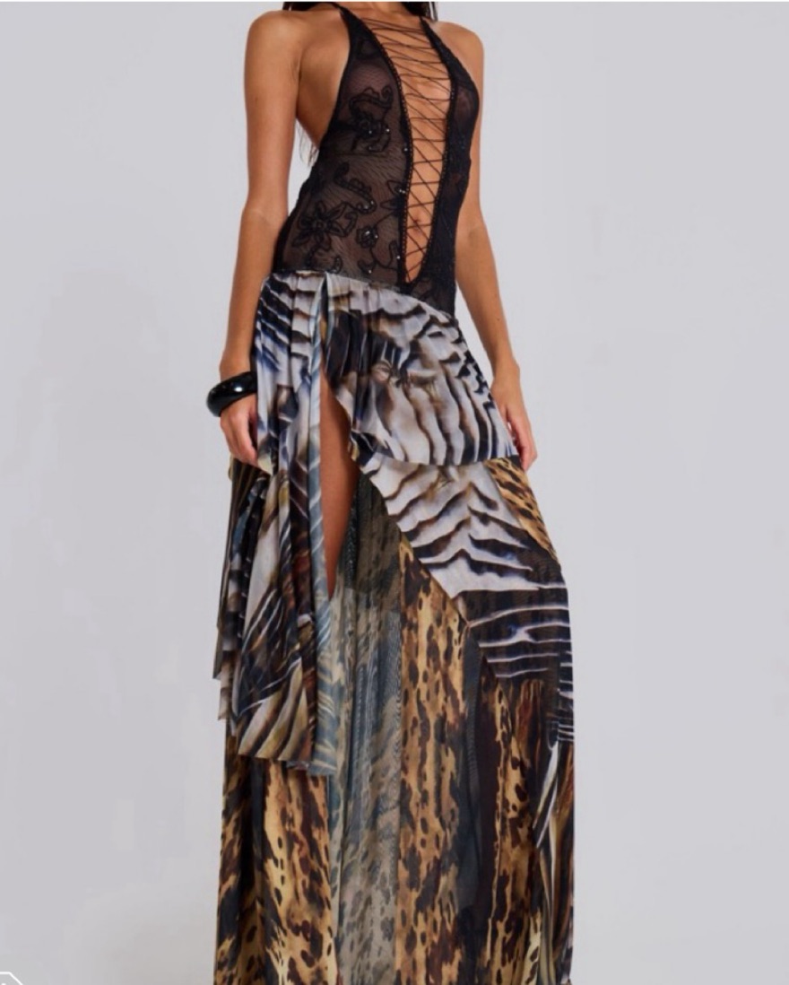 knee length dresses for ladies Shop Leopard Metallic Mirage Mini Dress | Jaded London main image 1